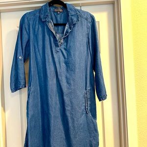 Luxology denim dress, ribbon